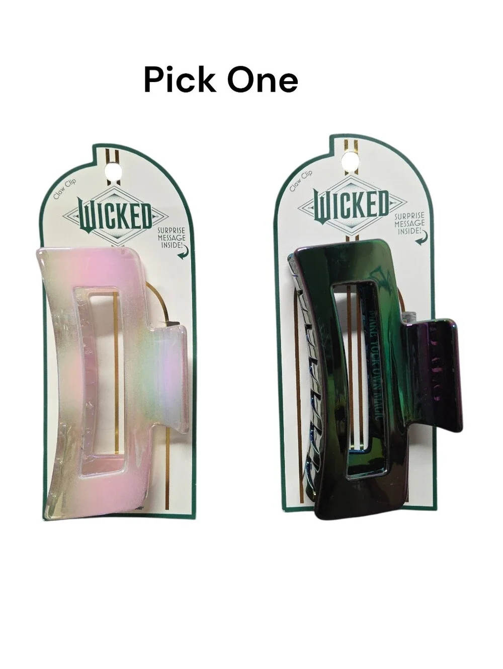 Scunci Wicked Iridescent Hair Claw Clip In Pink or Green Nwt Qty 1